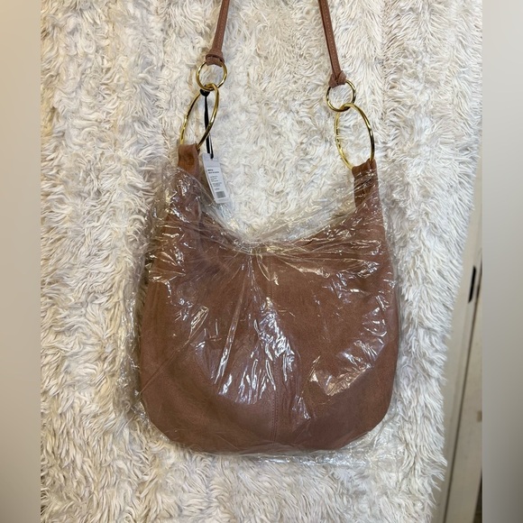 🩷NWT-MARLON GORGEOUS Made In Italy Genuine Suede Leather Circle Handle Hobo🩷 - Picture 11 of 17